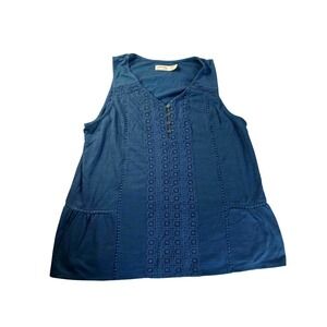 Faded Glory Sleeveless Lace Crochet Detail Peplum Tank‎ Top Womens XXL Boho Y2K